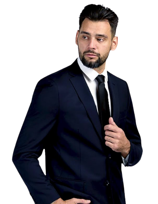 Elegant 100% Wool Slim Fit Suit in Navy