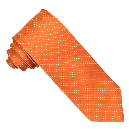 Designer Tie - Orange & White Polka Dot