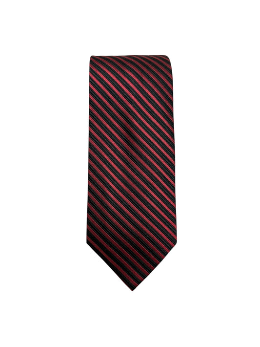 Designer Tie - Black & Burgundy Stripe