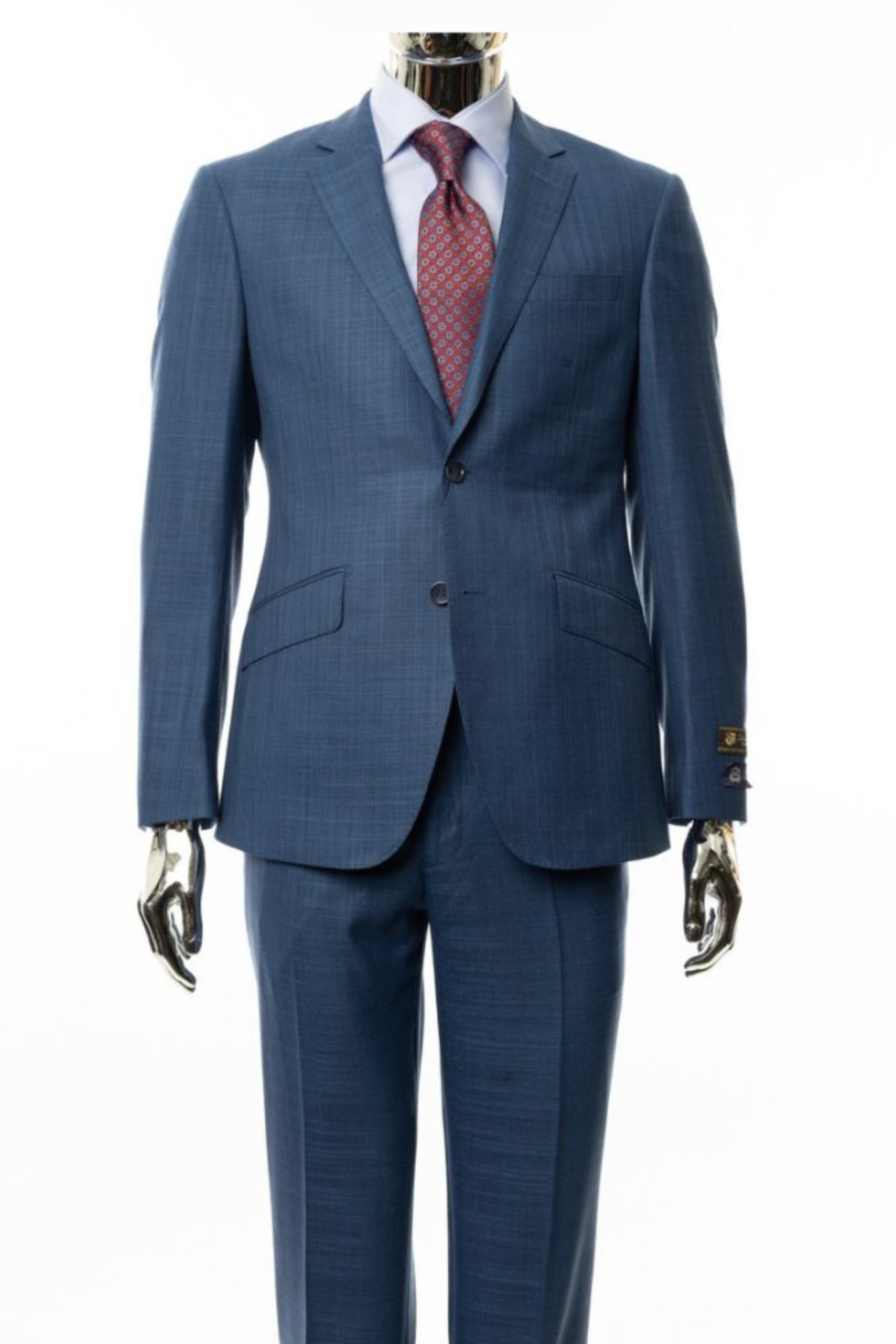 Finest Italian Luxe Light Blue Texture Suit
