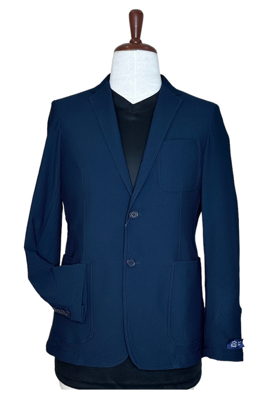 Elegant Navy Blue Textured Blazer