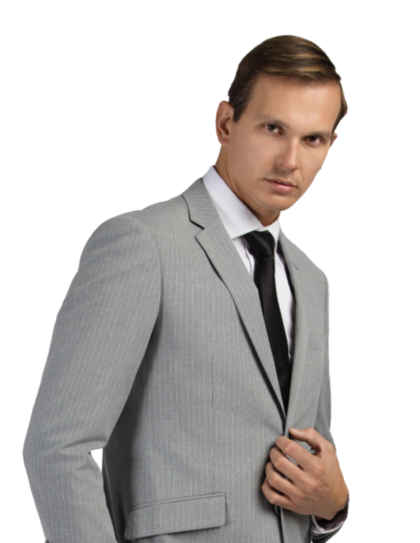 Elegant Pinstripe Slim Fit Suit in Gray