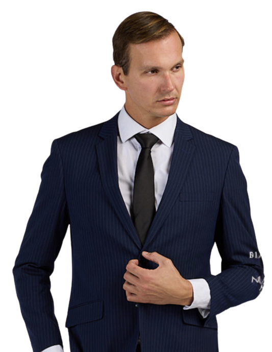 Elegant Pinstripe Slim Fit Suit in Navy