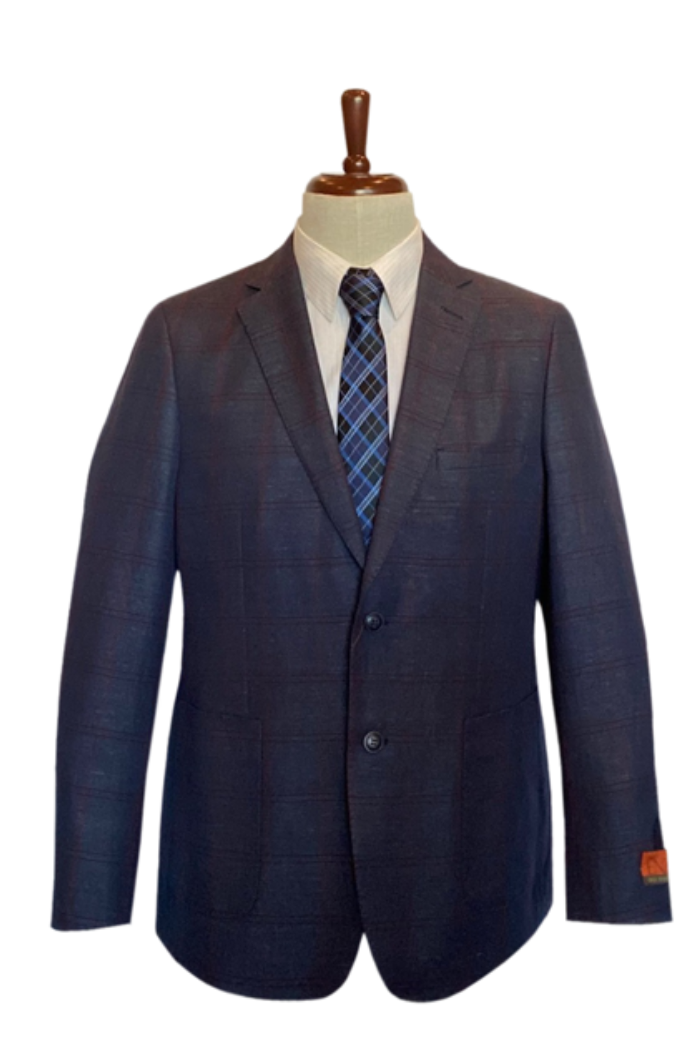 Premium Wool Italian - Classic Fit Blazer Navy Window Pane