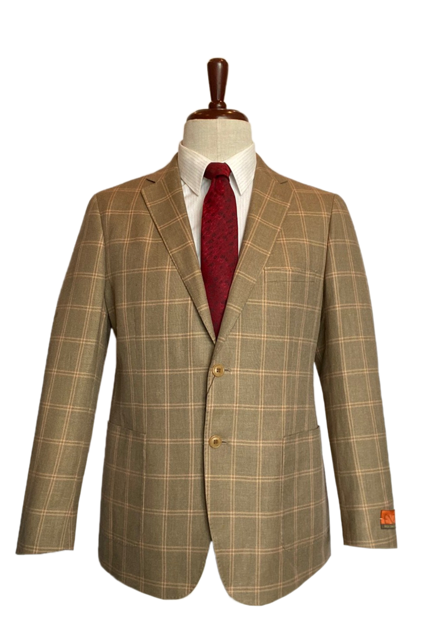 Premium Wool Italian - Modern Fit Blazer Tan Plaid