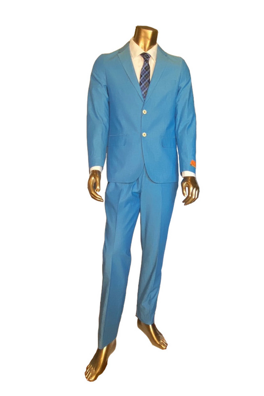Premium 100% Wool Italian - Slim Fit Suit Blue