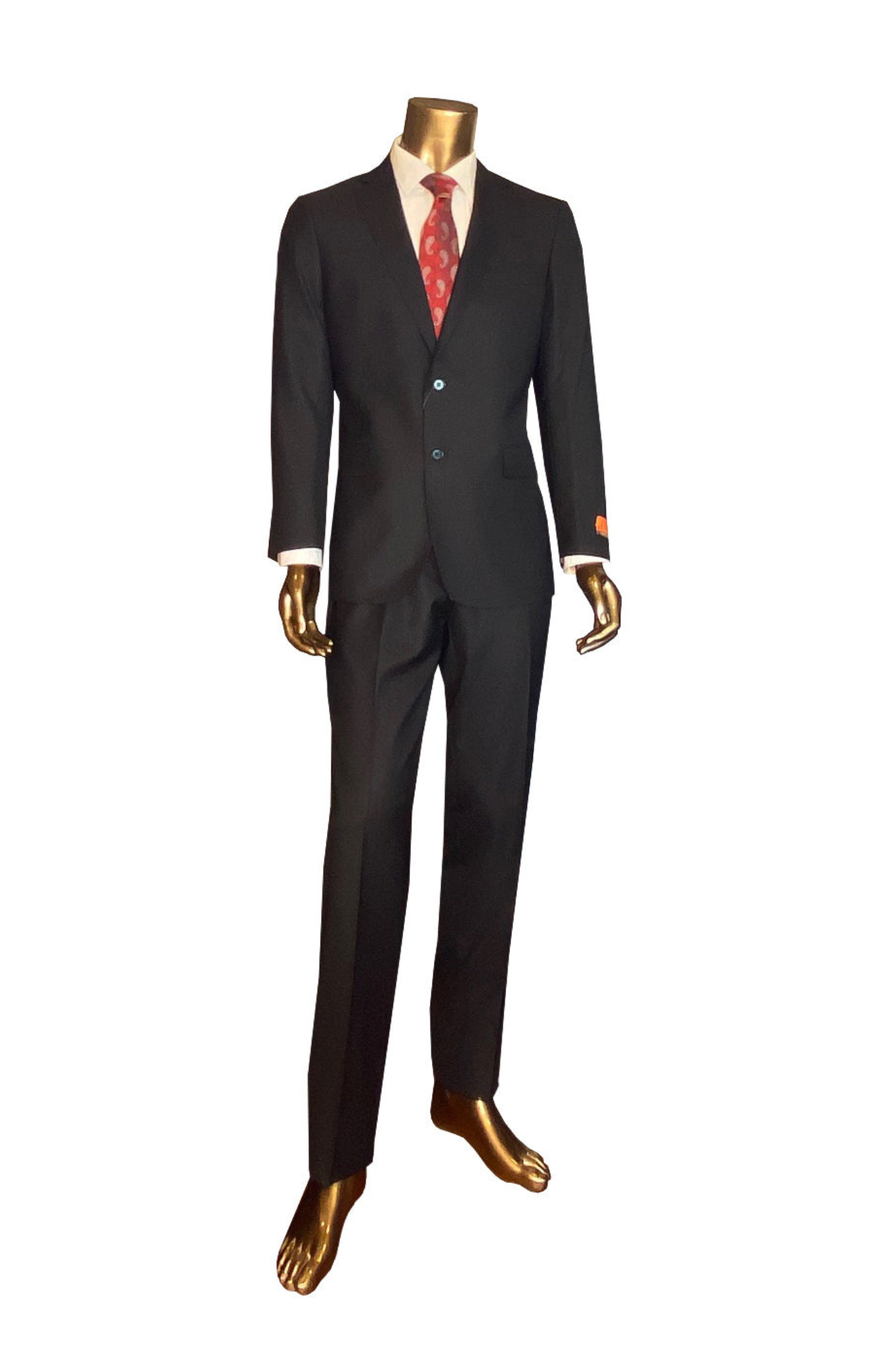 Premium 100% Wool Italian - Two Button Suit Black Tic