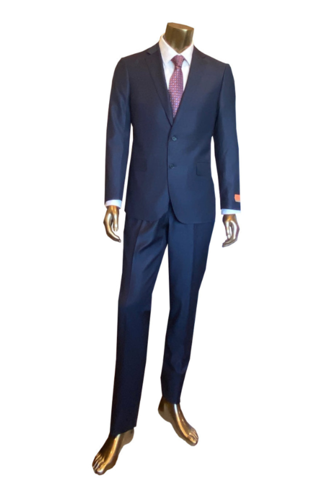Premium 100% Wool Italian - Two Button Suit Navy Textured