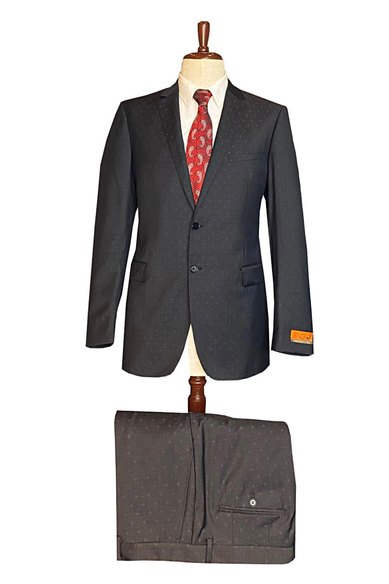 Premium 100% Wool Italian - Black Suit Textured