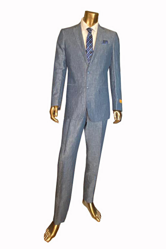 Premium 100% Wool Italian - Blue Tic Suit