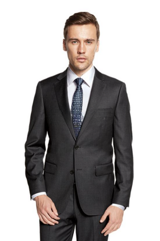 Premium 100% Wool Italian - Two Button Suit Black Tic