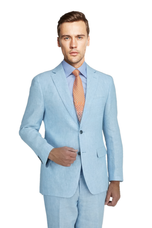 Premium 100% Wool Italian - Light Blue Linen Suit
