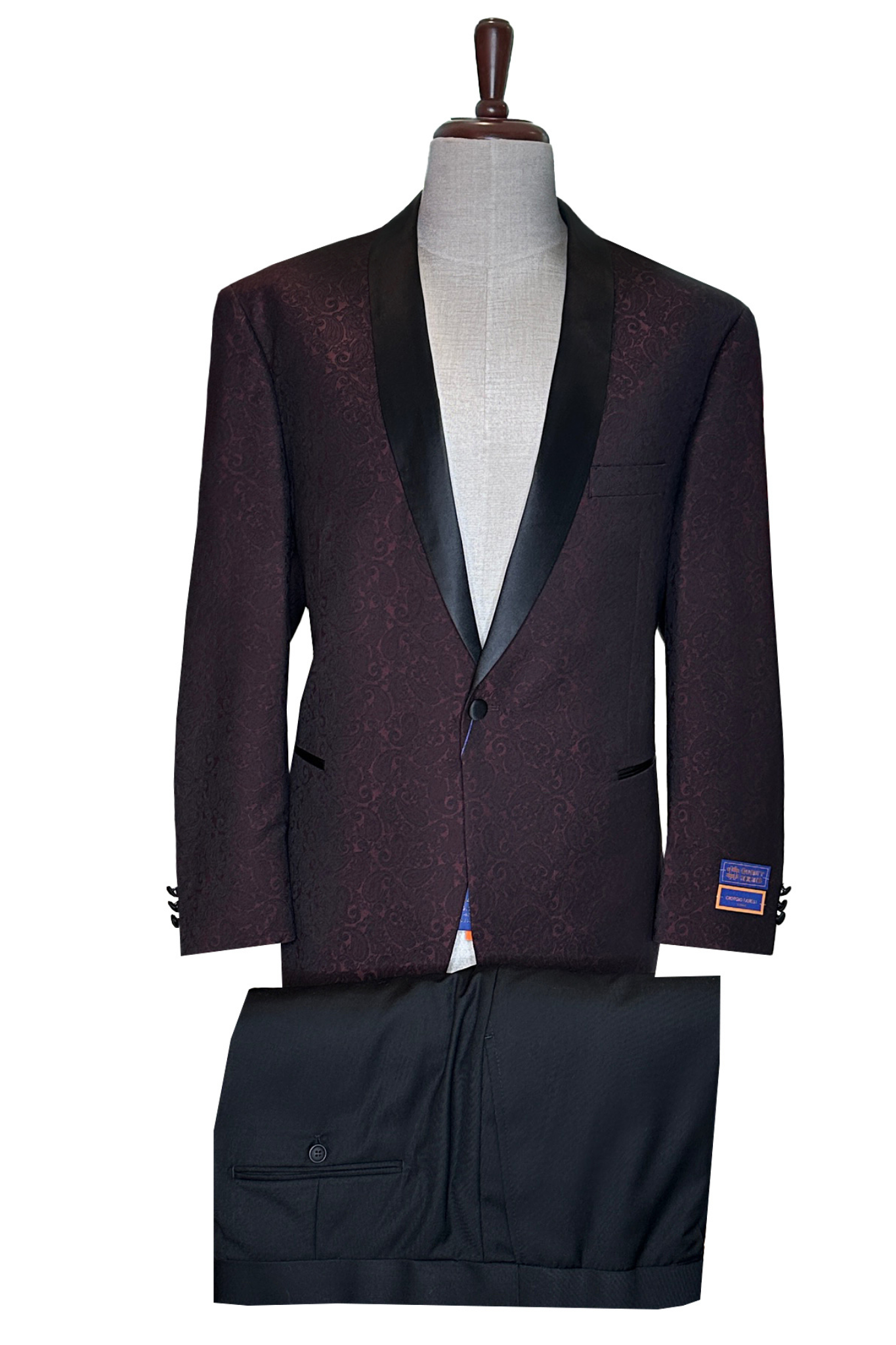 Tuxedo Collection - Classic Fit Burgundy Paisley Tuxedo