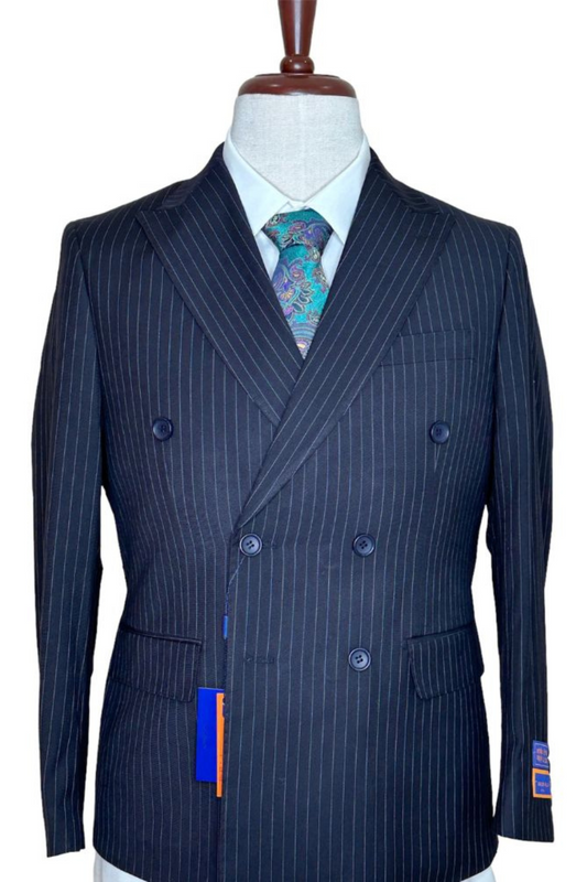 Sophisticated Italian Style - Navy Pinstripe Suit
