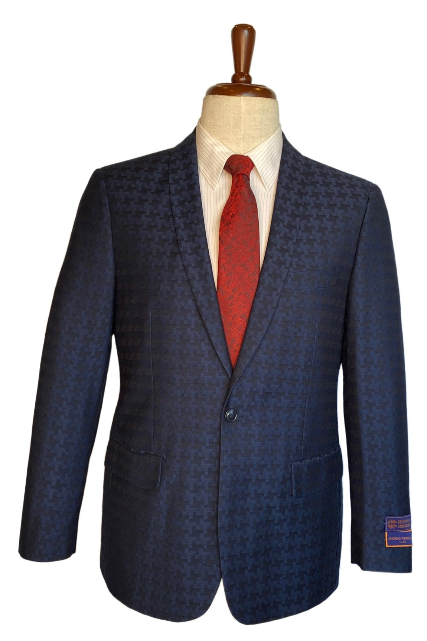 Sophisticated Italian Style - Classic Fit Navy Plaid Blazer