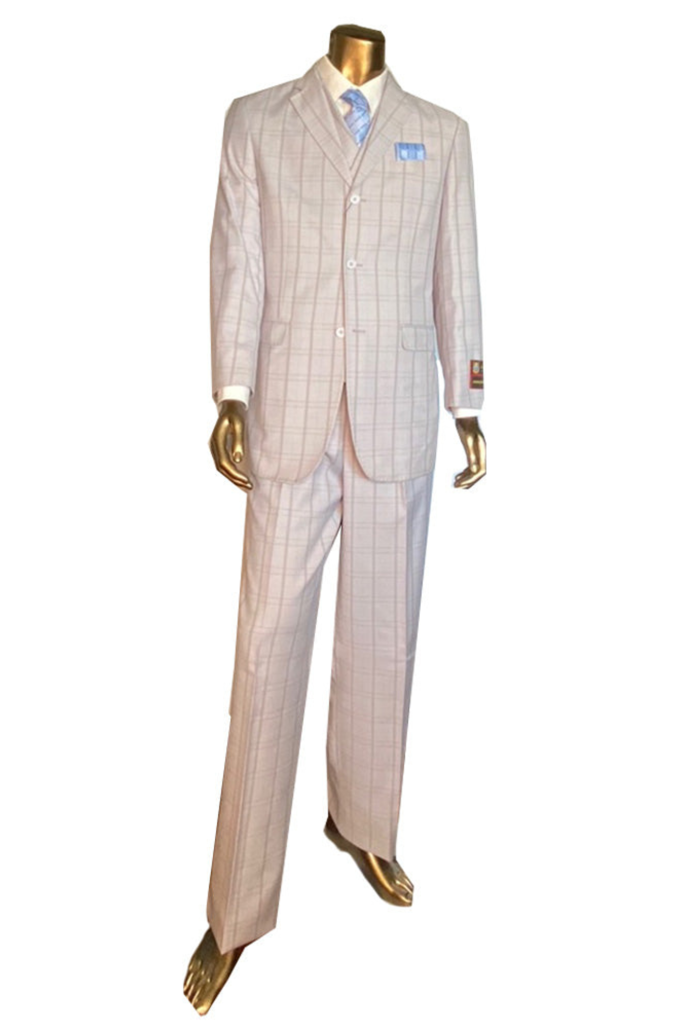 Sophisticated Italian Style - 3 Piece Gray Plaid Suit