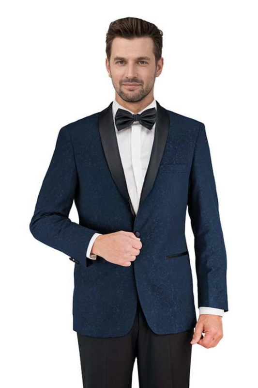 Tuxedo Collection - Classic Fit Royal Blue Paisley 2 Piece Tuxedo