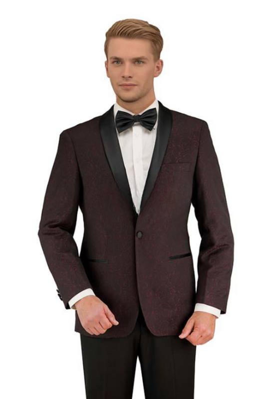 Tuxedo Collection - Classic Fit Burgundy Paisley Tuxedo