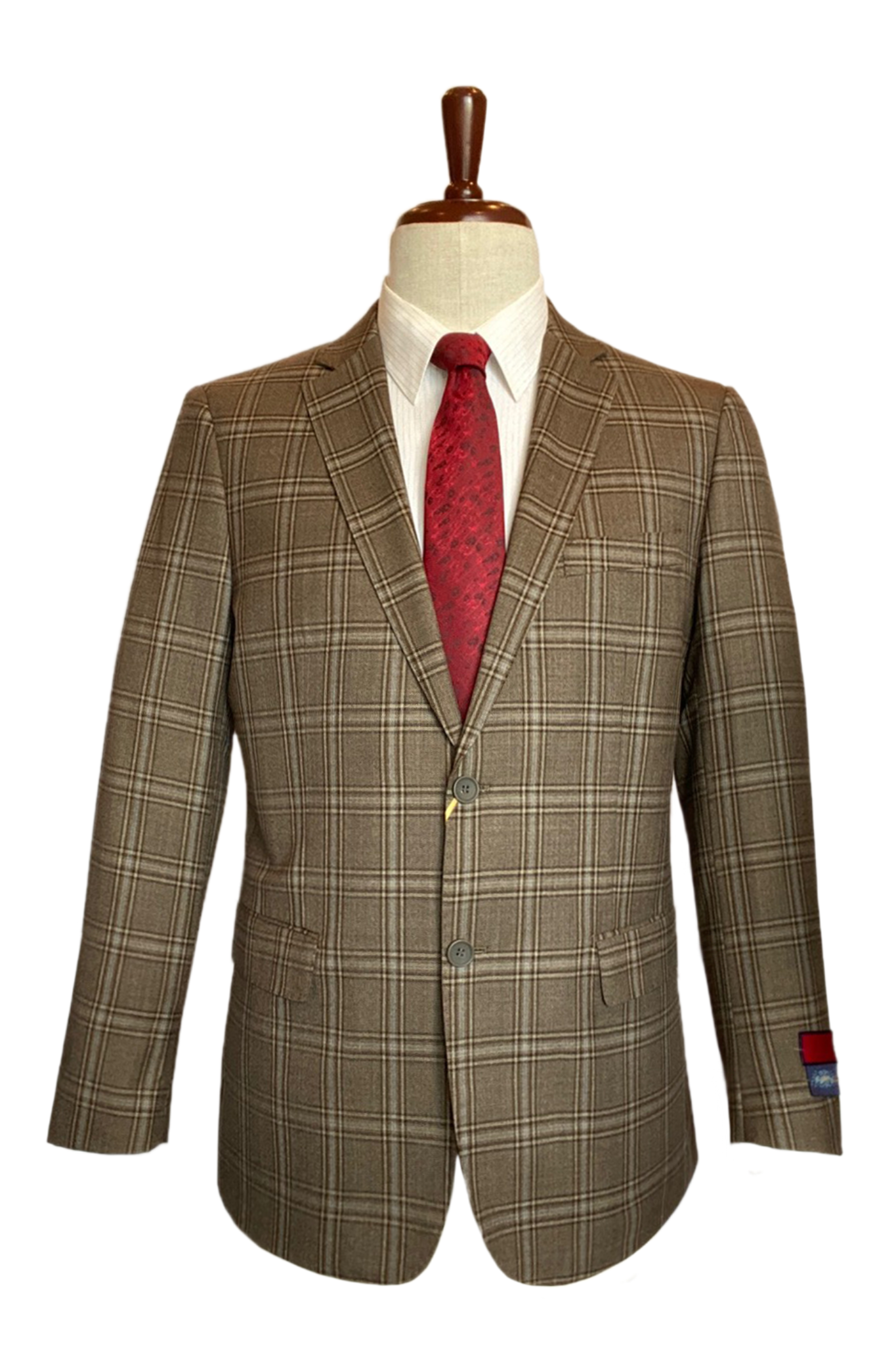 Superfine Wool - Classic Fit Blazer Forest Green & Brown Plaid