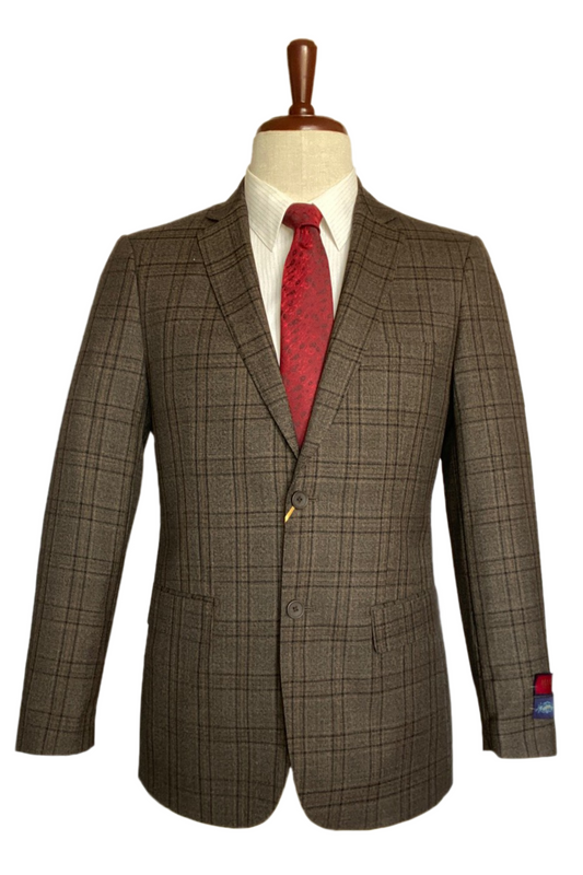 Superfine Wool - Classic Fit Blazer Brown Plaid