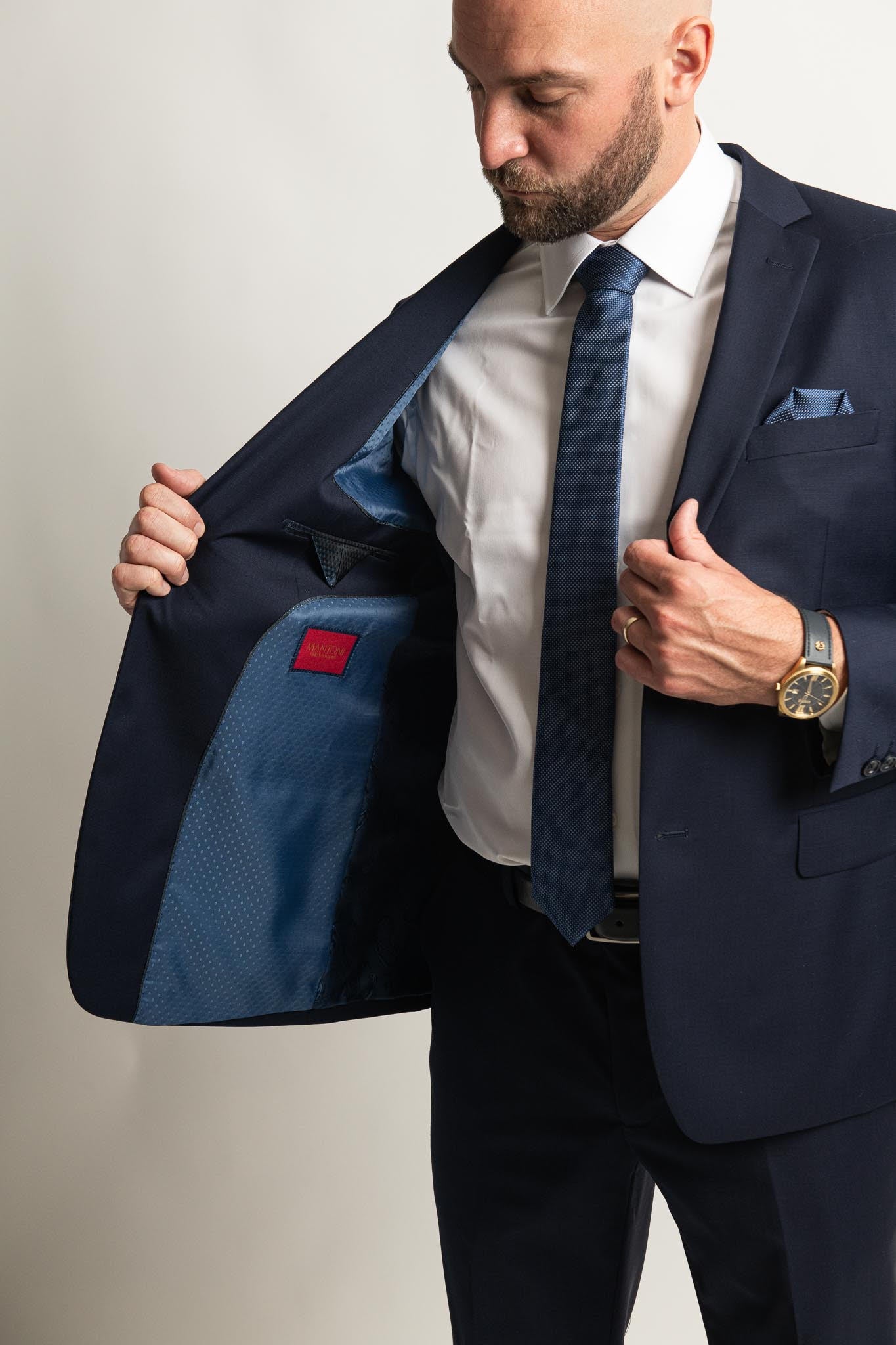 Superfine 100% Wool - Navy Blue Suit