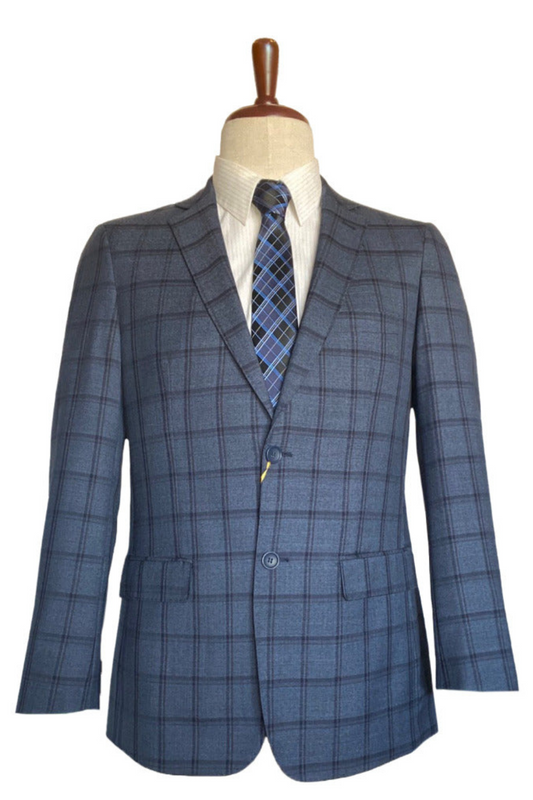Superfine Wool - Navy Windowpane Blazer Classic fit