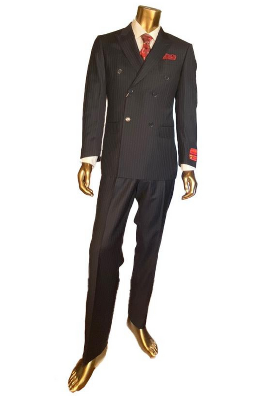 Superfine 100% Wool - Black Stripe Suit
