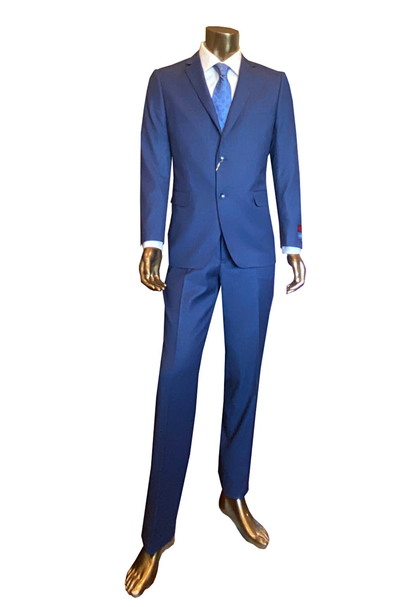 Superfine 100% Wool - Two Button Suit Blue Tic
