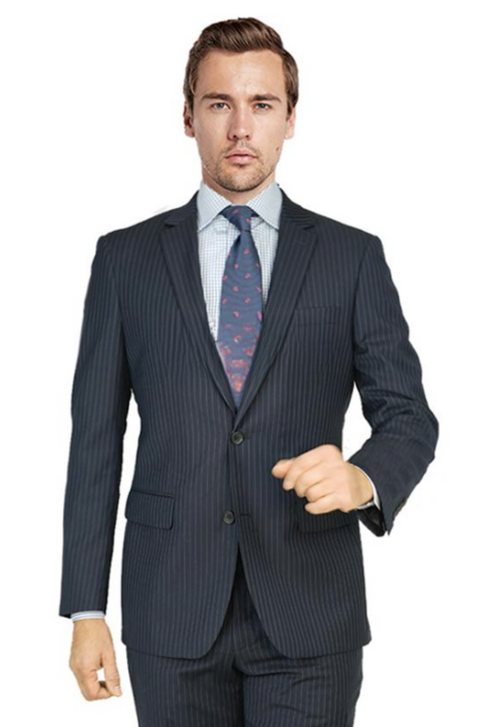 Superfine 100% Wool - Black Stripe Suit