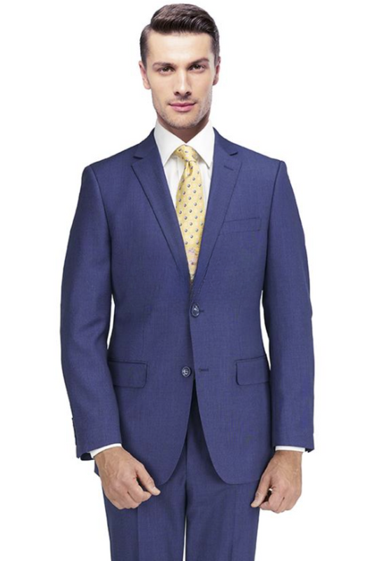 Superfine 100% Wool - Two Button Suit Blue Tic