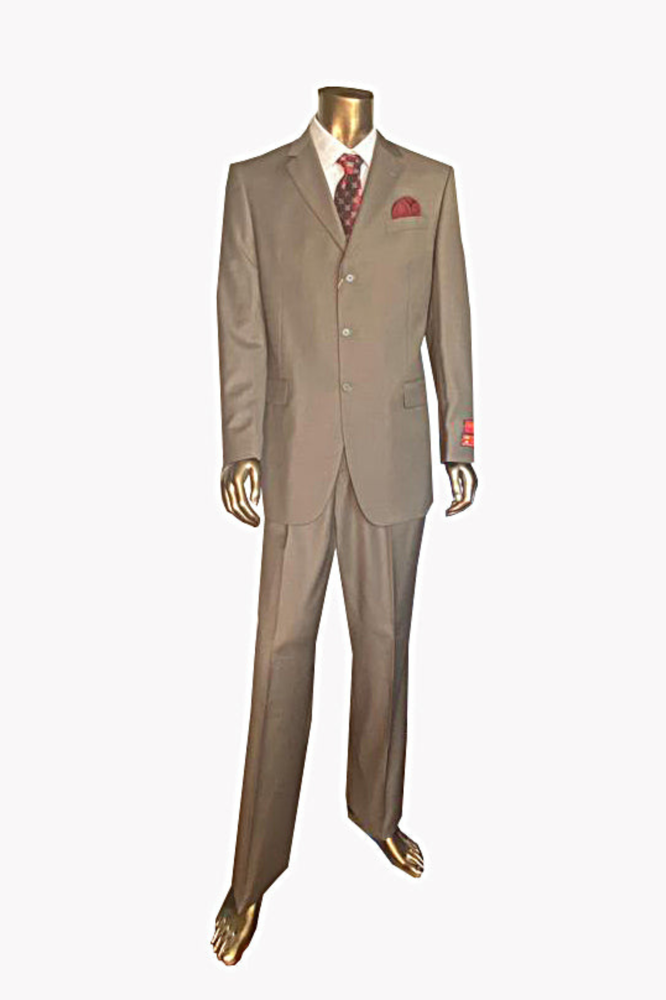 Superfine 100% Wool - 3 Button Suit in Tan