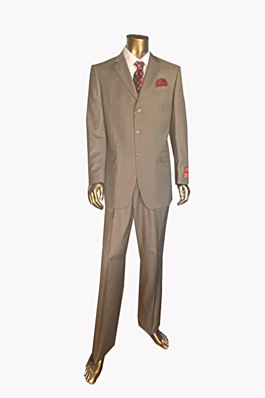 Superfine 100% Wool - 3 Button Suit in Tan