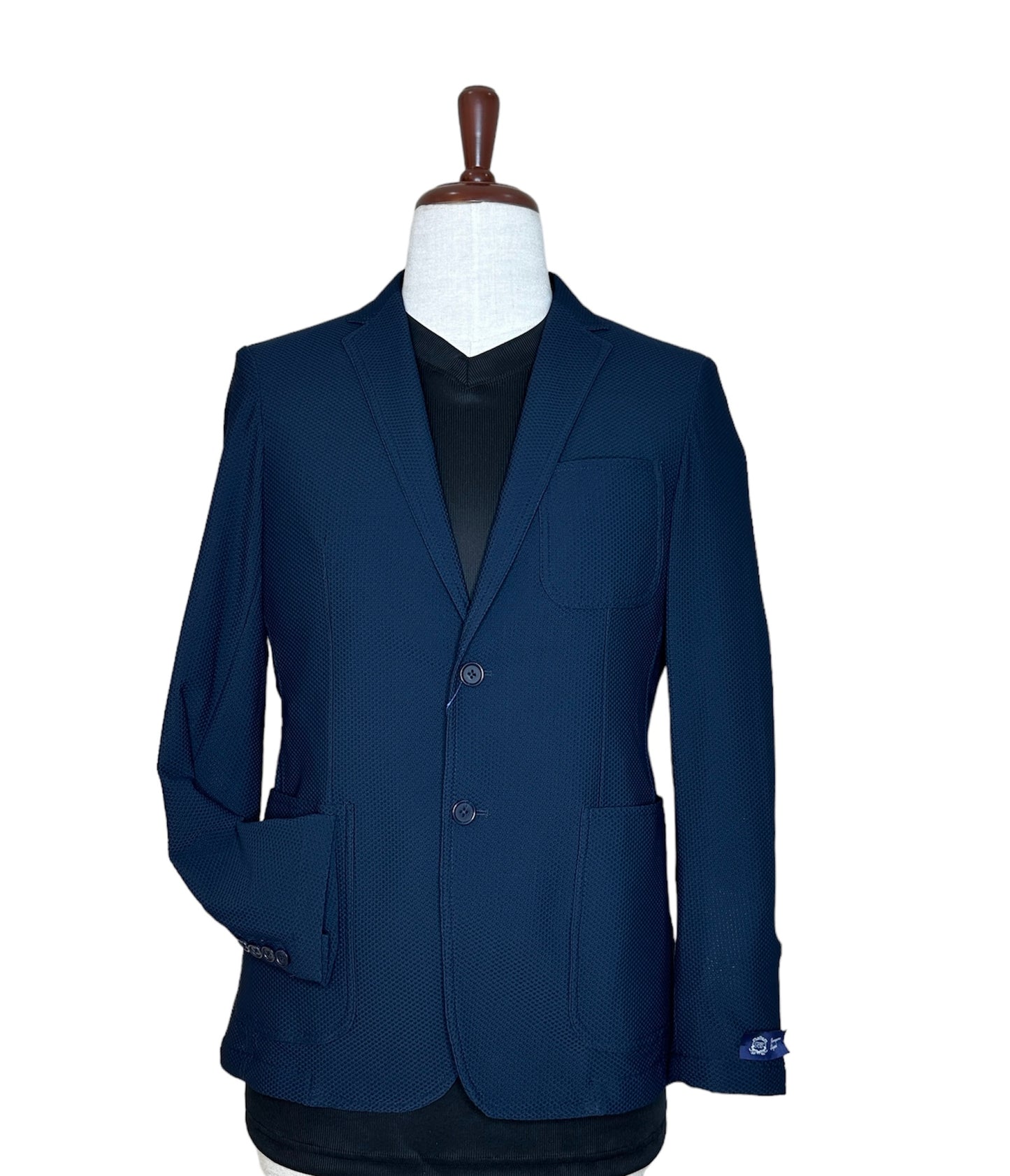 Elegant Navy Blue Textured Blazer