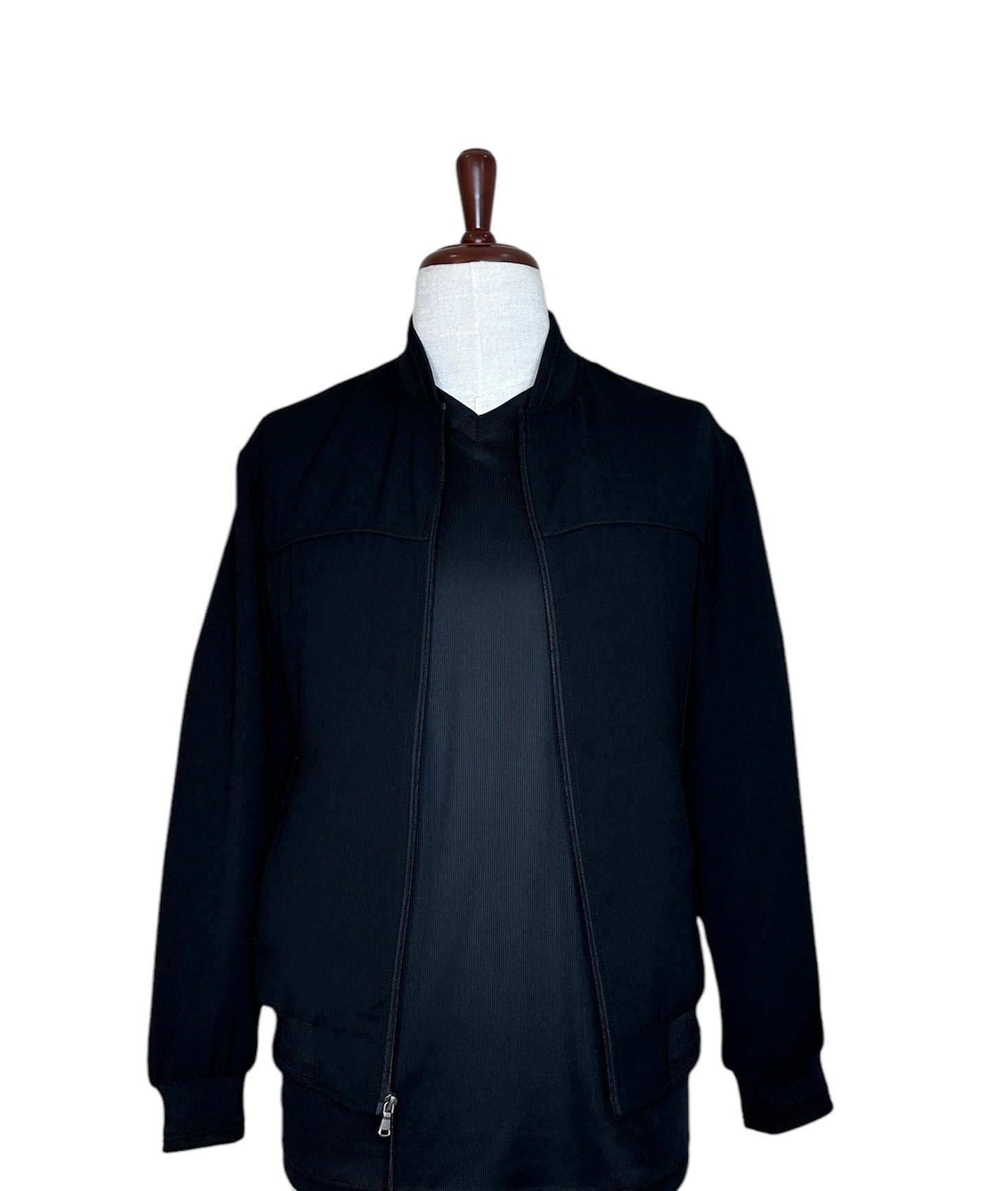 Premium Wool Italian - Black Zipper Front Blazer