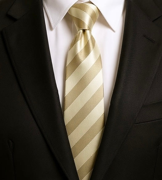 Elegant Tie - Beige & Yellow Stripe