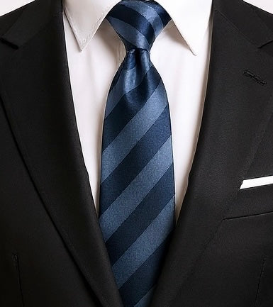 Elegant Tie - Navy Blue Stripe