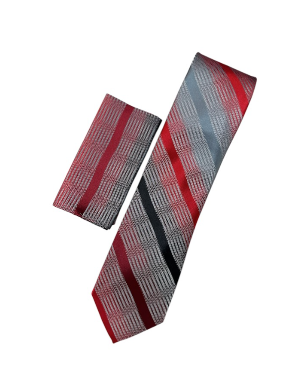 Silk Touch - Red & Black Woven Stripe