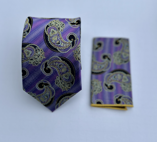 XL Designer Tie - Purple Paisley