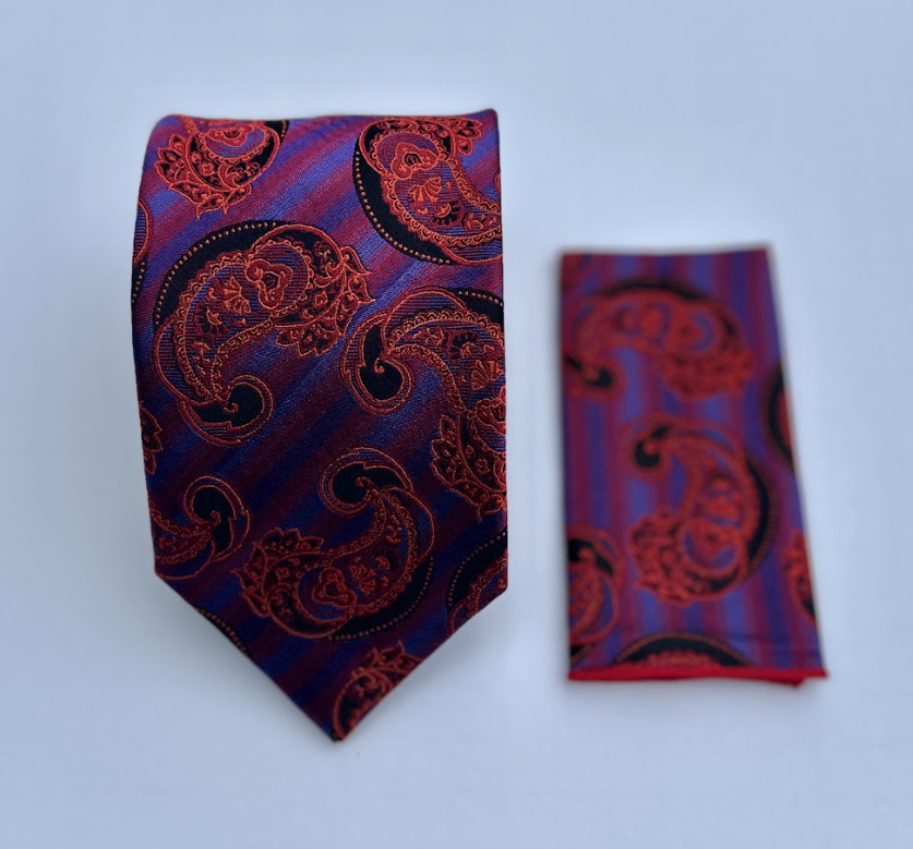XL Designer Tie - Red Paisley