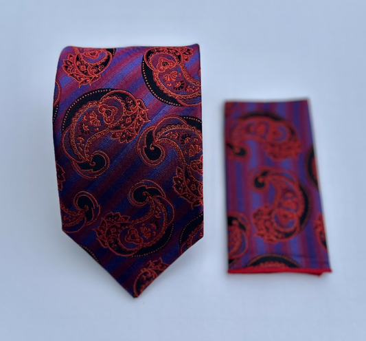 XL Designer Tie - Red Paisley