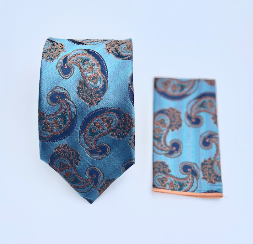 XL Designer Tie - Blue Paisley