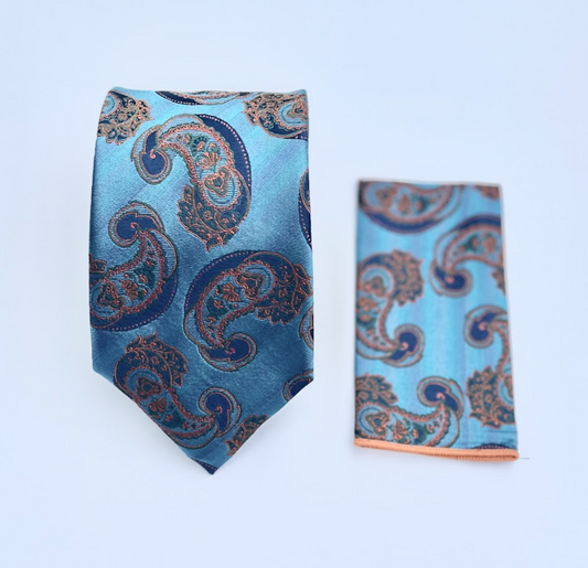 XL Designer Tie - Blue Paisley