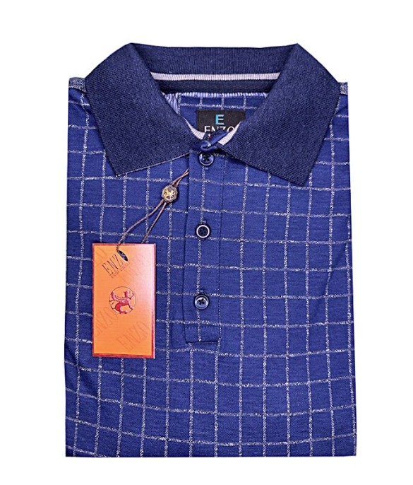 Enzo - Business Casual Top in Navy Check