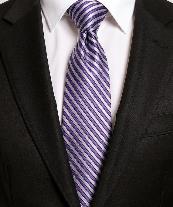 Designer Tie - Purple & White Stripe