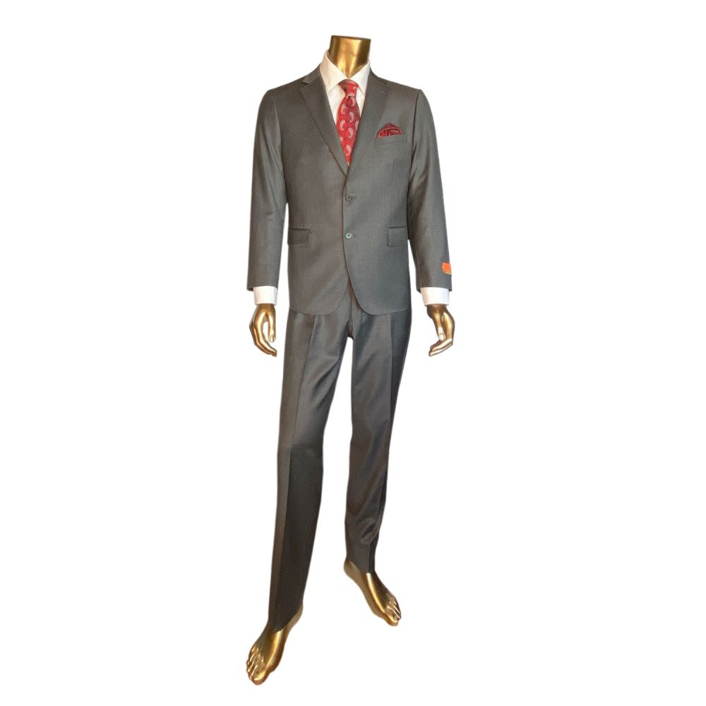 Premium 100% Wool Italian - Charcoal Gray Suit