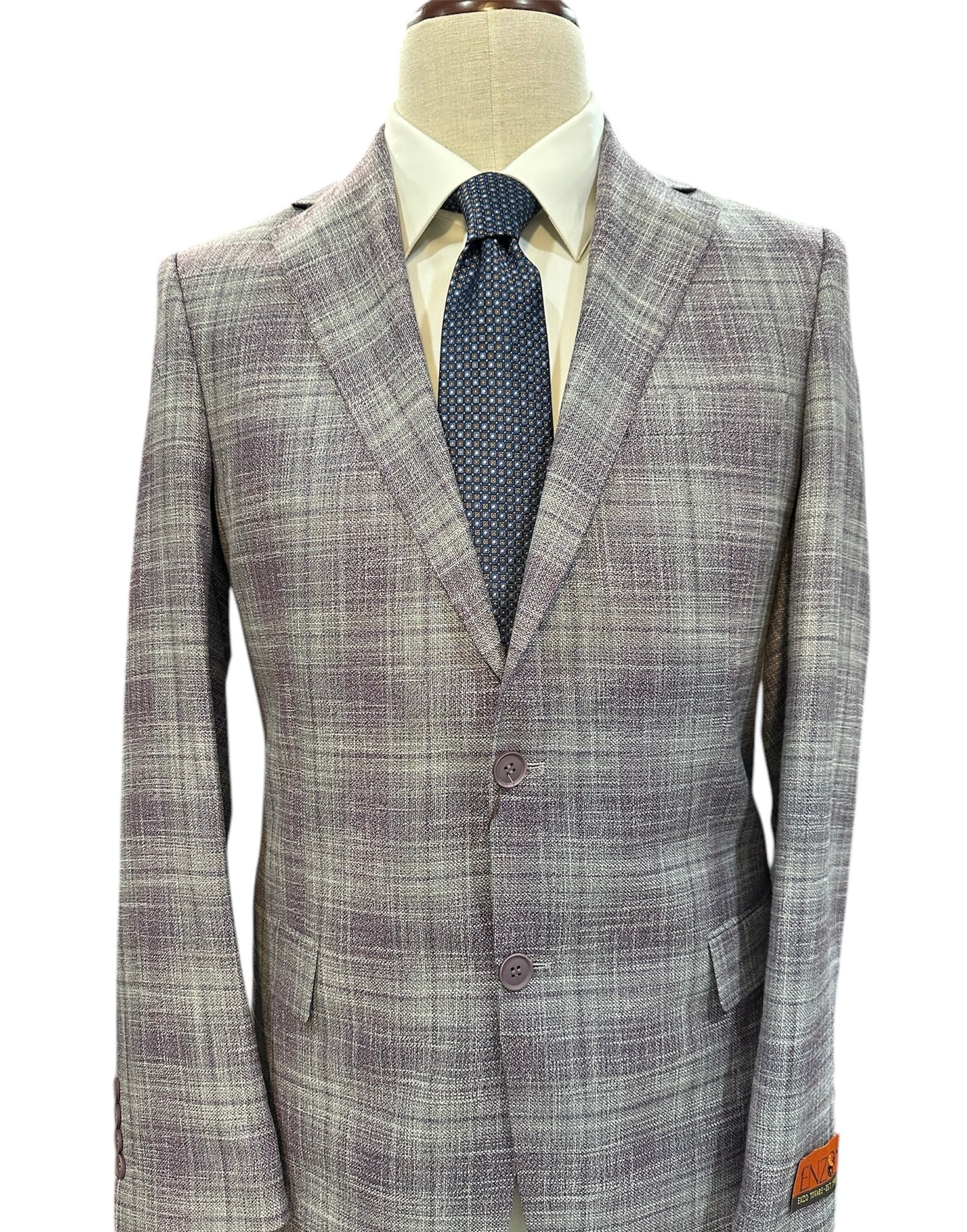 Premium Wool Italian - Blazer - Lavender Windowpane