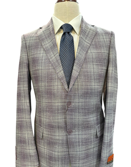 Premium Wool Italian - Blazer - Lavender Windowpane