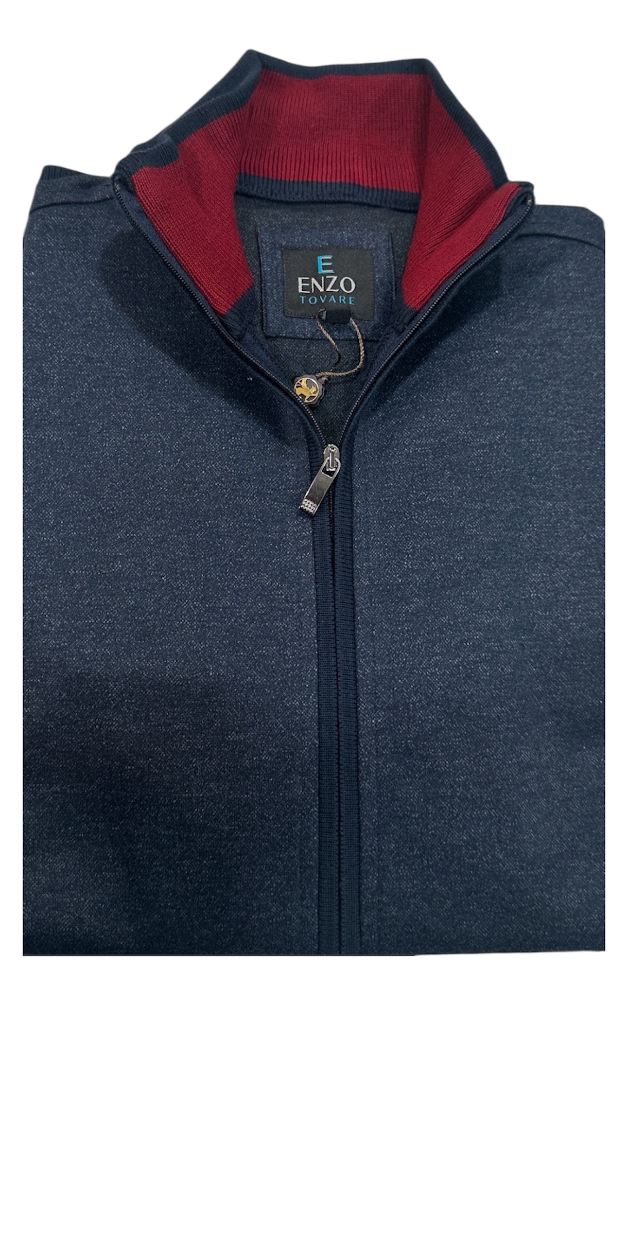 Enzo - Business Casual Top in Navy & Red