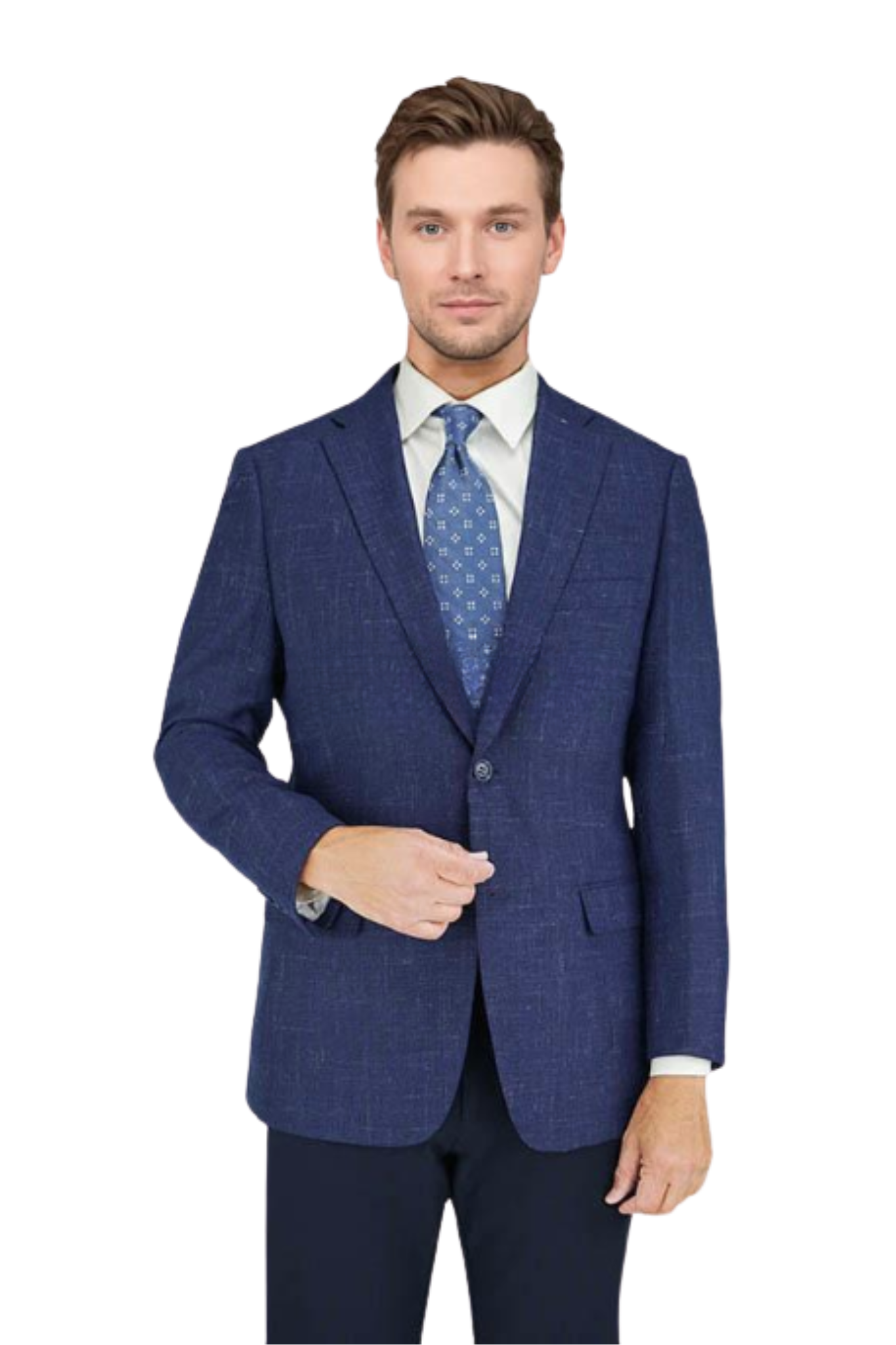 Premium Wool Italian - Blazer - Blue Texture