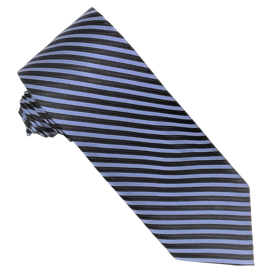 Designer Tie - Black & Navy Stripe